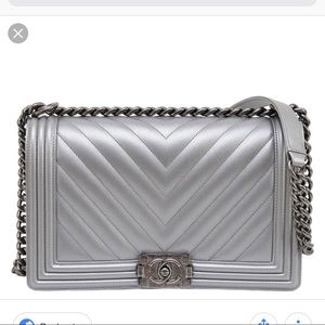 Chanel boy silver new medium handbag